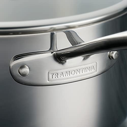 Tramontina Tri-Ply Clad Stainless Steel 4-Quart Sauce Pan with Glass Lid, Induction-Ready, Dishwasher-Safe, NSF-Certified