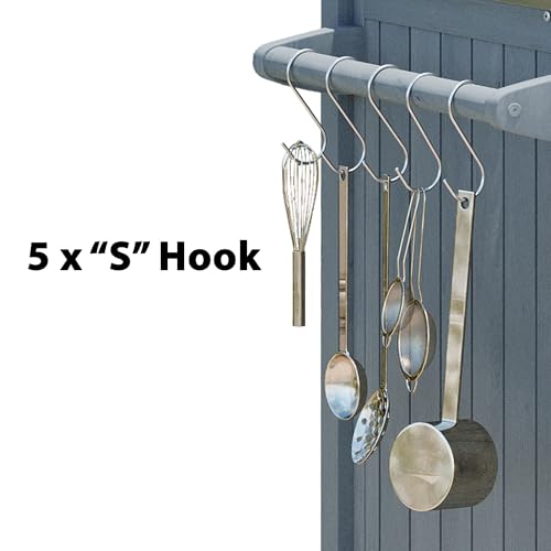 66.5" Outdoor Grill Cart with Storage, Movable Outdoor Kitchen Island with Stainless Steel Top & Wheels, Solid Wood BBQ Tables with Drawer/S-Hook/Bottle Opener for Outside Patio (Grey+Blue)