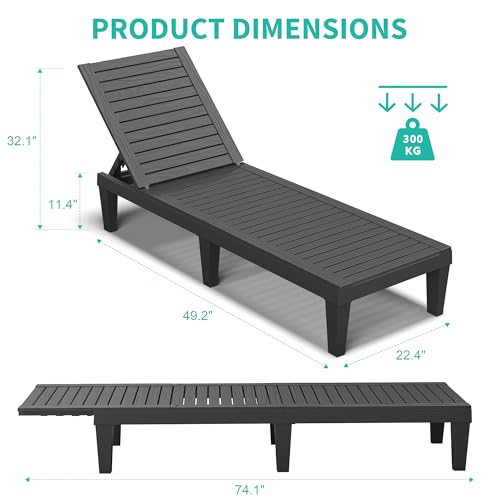 NBYSGO Outdoor Chaise Lounge Chairs Set of 2, Texture Black
