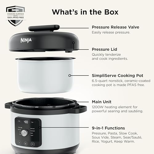 Ninja® HyperHeat™ 9-in-1 Pressure Cooker, 6.5-qt, White, PC201WH
