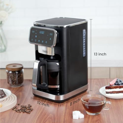 Gevi Touchscreen 12-Cup Coffee Maker, Bold & Iced Brew, Glass Carafe
