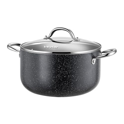 VEVOR Aluminum Stock Pot, 8-Quart Nonstick Ceramic Coated Pot with Glass Lid, PFOA-Free, PFAS-Free, Compatible with Gas Stoves, Induction Cooktops, Electric Stoves, for Soups, Stews, and Pasta