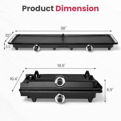 SUNVIVIPRO 38" x 10" Foldable Electric Griddle with 2 Cooking Zones