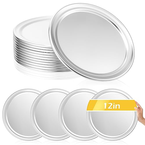Bokon 12 Pcs 12 Inches Pizza Pans Bulk for Oven Non Stick Round Aluminum Pizza Plates Set for Pie Cake Tray Baking Restaurant Serving Home Kitchen Easy to Clean