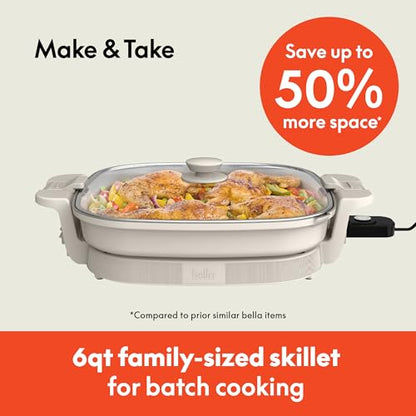 bella Fits-Anywhere™ SAUTE XL Make & Take Skillet, Non-Toxic, Oatmilk