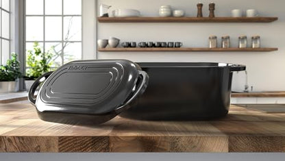 Enameled Dutch Oven - 3.5 Qt Cast Iron Pot with Lid - Bread Pan for Sourdough Bread Baking, Slow Cooker, Dual Handles, Great for Roasting & Cooking, Premium Bakeware