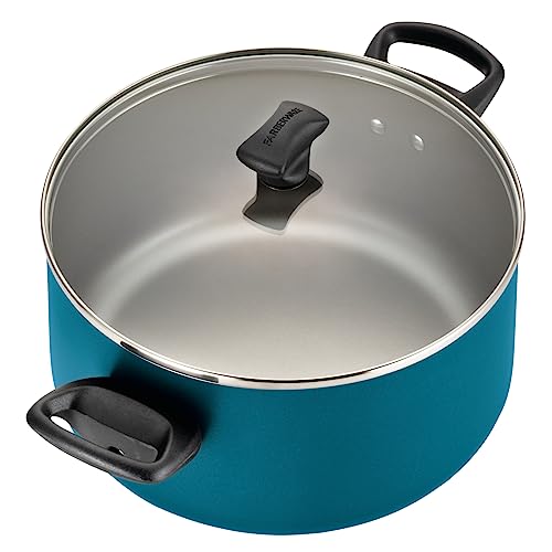 Farberware Dishwasher Safe Aluminum Nonstick Cookware Pots and Pans Set, 15-Piece, Teal