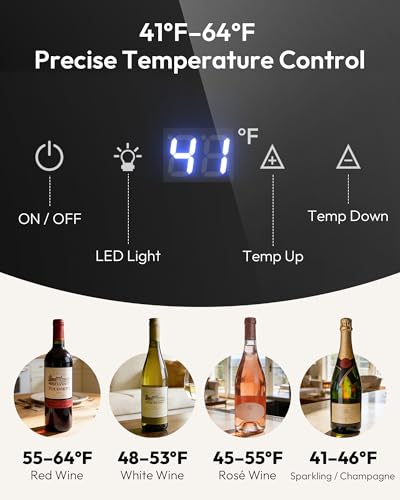 EUHOMY 18 bottle Wine Cooler Refrigerator, Wine Fridge with Lock, Black