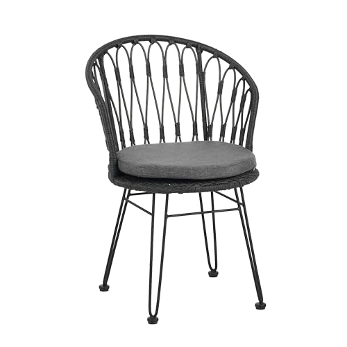 Christopher Knight Home Tavon Acacia Wood Patio Dining Set for 6, Rectangular Patio Dining Table and Faux Rattan Chairs Set of 6, 7 Piece Outdoor Dining Set with Cushion and Iron Frame, Teak+Gray