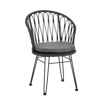 Christopher Knight Home Tavon Acacia Wood Patio Dining Set for 6, Rectangular Patio Dining Table and Faux Rattan Chairs Set of 6, 7 Piece Outdoor Dining Set with Cushion and Iron Frame, Teak+Gray