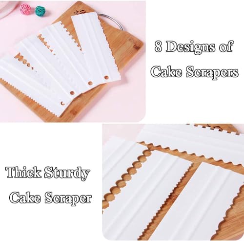 Mwellewm 4 Pcs/set Cake Scraper Decorating Plastic Sawtooth Comb Mousse Butter Cream Cake Edge Tools Plastic Sawtooth Cake Icing Smoother Kitchen Baking Cake Edge DIY Tool