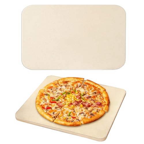 Pizza Stone，Durable Cordierite Cooking Pan for Oven Baking & Grilling，Heat resistance and impact resistance，Extra Large 15 x 12" Inch Rectangular