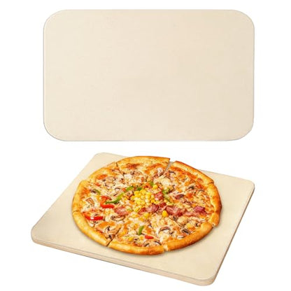 Pizza Stone，Durable Cordierite Cooking Pan for Oven Baking & Grilling，Heat resistance and impact resistance，Extra Large 15 x 12" Inch Rectangular