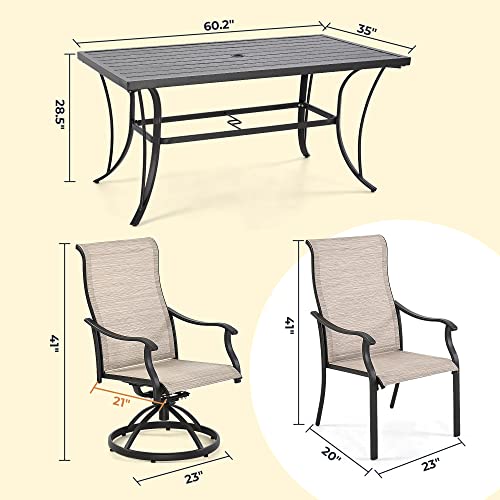 HAPPATIO 7 Piece Patio Dining Set,Outdoor Dining Set,Patio Furniture Sets,2 Swivel Dining Chairs,4 Reg.Dining Chairs,Textilene Furniture Set for Patio,Yard,Pool (Beige Brown)