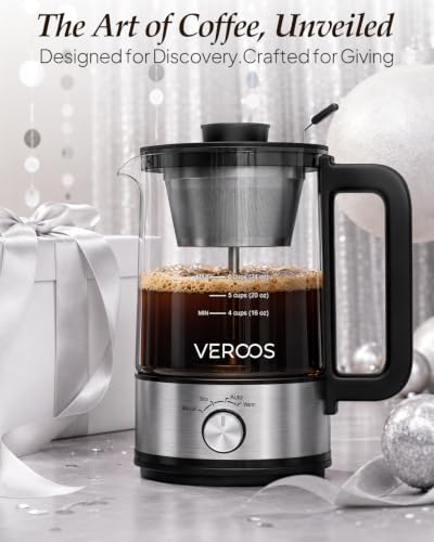 VEROOS Percolator Coffee Pot Electric, 6-Cup,Glass,Upgraded Version
