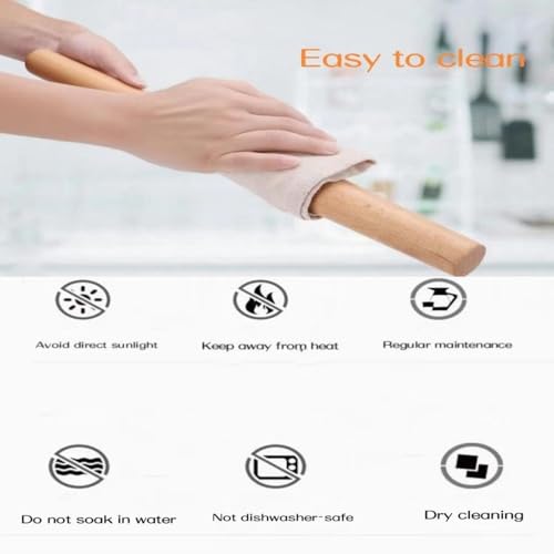 French Rolling Pin,16 Inches Wooden Rolling Pin for Baking,Fondant,Dough Roller for Cookie,Pizza Pie Crust, Pastry, Dough, Essential Kitchen Utensil