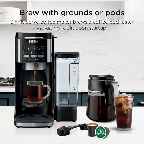 Ninja Drip Coffee Maker | DualBrew™ Pro Hot & Iced Coffee Machine, Single Serve to Carafe | Brew with Pods & Grounds, Compatible with K Cups | 3 Brew Styles, 60oz Removable Reservoir | Black, CFP101