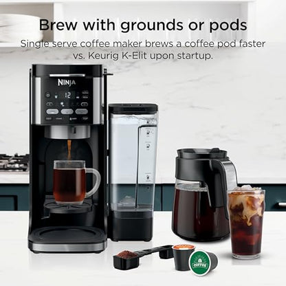 Ninja Drip Coffee Maker | DualBrew™ Pro Hot & Iced Coffee Machine, Single Serve to Carafe | Brew with Pods & Grounds, Compatible with K Cups | 3 Brew Styles, 60oz Removable Reservoir | Black, CFP101