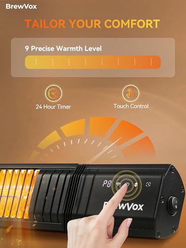 BrewVox Carbon Infrared Electric Outdoor Patio Heater, Smart App-Controlled with Remote On/Off & Timer for Living Room, Bedroom, Garage, Office