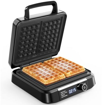 Waffle Maker, 8 Browning Levels Smart LED Digital Timer, Audible Ready Beep