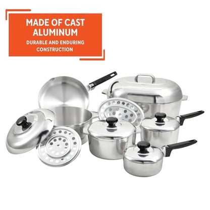 IMUSA USA Heavy Duty 13-Piece Cast Aluminum Cajun Cookware Set, Silver