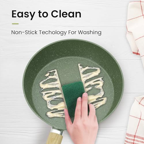 DishDelight Green Pots and Pans Set Non Stick, 30 Piece Induction Kitchen Cookware Sets for Cooking, Non Toxic Granite Pot and Pans Set, PFOA&PFOA Free