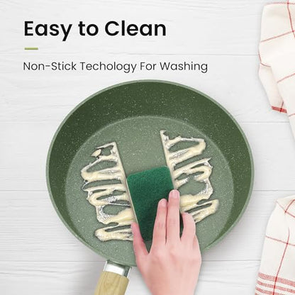 DishDelight Green Pots and Pans Set Non Stick, 30 Piece Induction Kitchen Cookware Sets for Cooking, Non Toxic Granite Pot and Pans Set, PFOA&PFOA Free