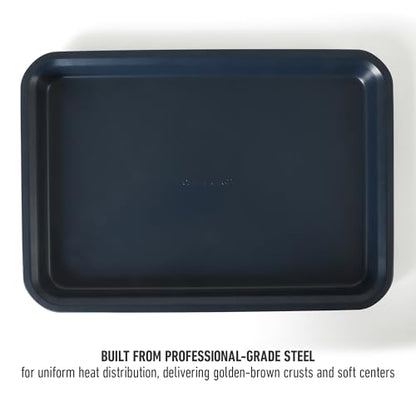 Calphalon Legacy 3-Piece Cookie Sheet Set, Cookie Baking Sheet, Metal Baking Sheet, 3 Pieces Nonstick Baking Sheets 18 15 13 Inch, Navy Blue, PFOA-Free for Even Baking, Oven Safe for Baking