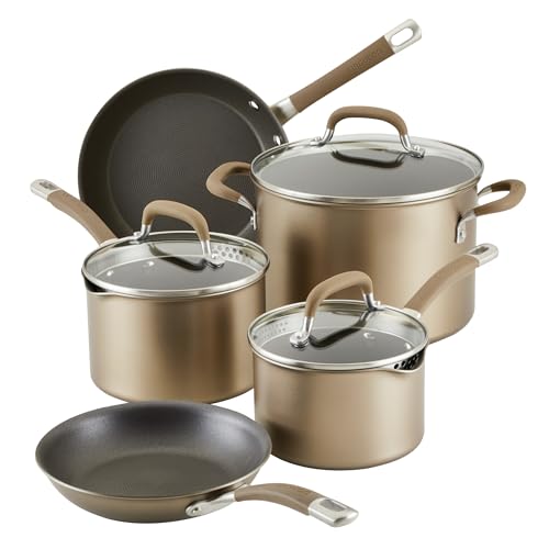 Circulon Premier Professional Hard Anodized Nonstick Cookware Induction Pots and Pans Set, 8 Piece - Bronze
