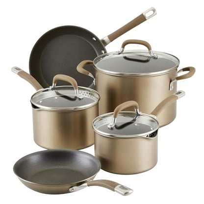 Circulon Premier Professional Hard Anodized Nonstick Cookware Induction Pots and Pans Set, 8 Piece - Bronze