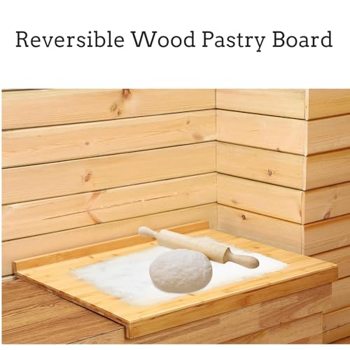 YYRZZ Reversible Bamboo Pastry Board, Large Bamboo Wooden Cutting Board with Counter Edge Reversible Pastry Board for Kitchen Chopping Board Butcher Block with Lip for Counter Table Top