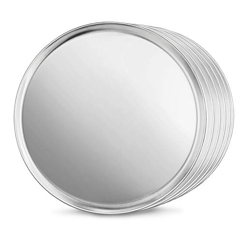 New Star Foodservice 51032 Restaurant-Grade Aluminum Pizza Pan, Baking Tray, Coupe Style, 14-Inch, Pack of 6