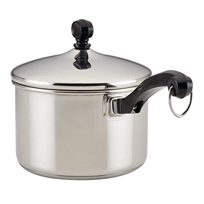 Farberware Classic Series Stainless Steel Sauce Pan with Lid, 3-Quart, Stainless Steel Pans, Induction Cookware