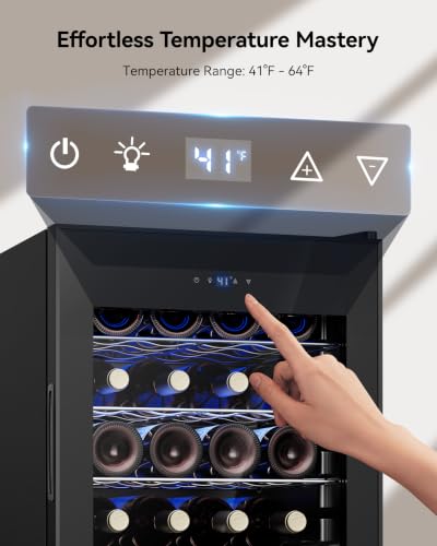 Feelfunn 25 bottle Wine Cooler Refrigerator,Freestanding Wine Fridge,Black