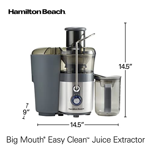 Hamilton Beach Juicer Machine, Centrifugal Extractor, Big Mouth 3" Feed Chute, Easy Clean, 2-Speeds, 40 oz. BPA Free Pitcher, 850 Watt Motor, Silver (67850)