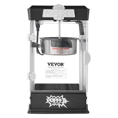 VEVOR Popcorn Maker, 480W Popcorn Popper Machine, 4 Oz Kettle Makes 1.5 Gallon per Batch, Tabletop Popcorn Maker, Includes 3 Scoops, Movie Theater Style, Black