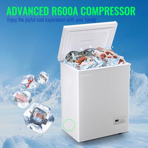 DEMULLER 4.0 Cu.ft Chest Freezer with Electronic Panel, Accurate Temperature Display to 1 ℉, White Deep Freezing Machine with 2 Removable Baskets, Compact Size for Any Space
