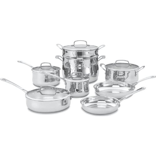 Cuisinart Contour Stainless 13-Piece Cookware Set,Silver