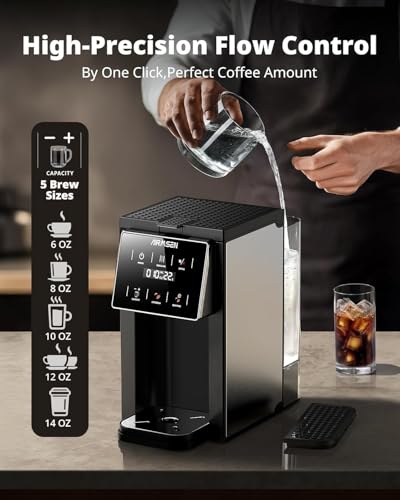 AIRMSEN Grind & Brew Coffee Maker with Built-in Grinder (2026 Model) - Single-Serve, Compatible with K-Cup Pods & Ground, 1000W Fast 6-14oz Brewer, Descaling Alert, Touchscreen & 50oz Removable Tank