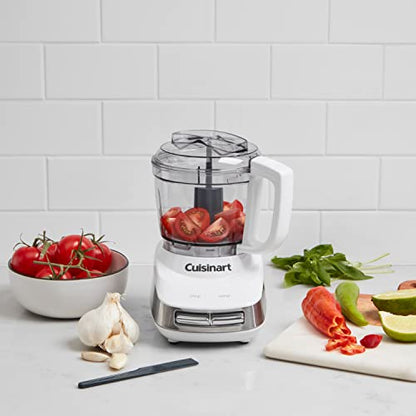 Cuisinart Core Custom 4-Cup Mini Chopper, Mini Food Processor Chops and Grinds with Auto-Reversing Stainless Steel SmartPower Blade, Dishwasher-Safe Parts, MCH-4, White/Stainless Steel