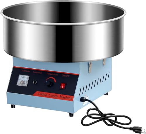OUKIDR Cotton Candy Machine Commercial, 1050W Electric Cotton Candy Maker with Stainless Steel Bowl and Sugar Scoop, Candy Floss Maker for Kids Birthday, Family Party, Festival, Blue