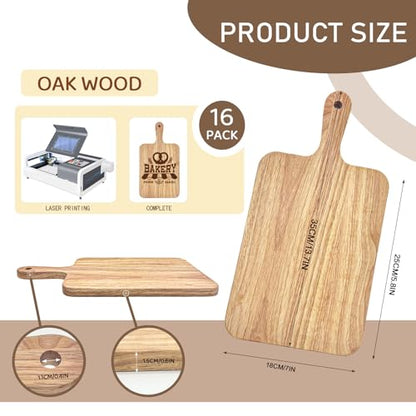 15 Pack Rubber Wood Cutting Board Bulk Wooden Serving Tray Kitchen Chopping Boards with Handle for Charcuterie Housewarming Gift (13.8 x 7 Inch)