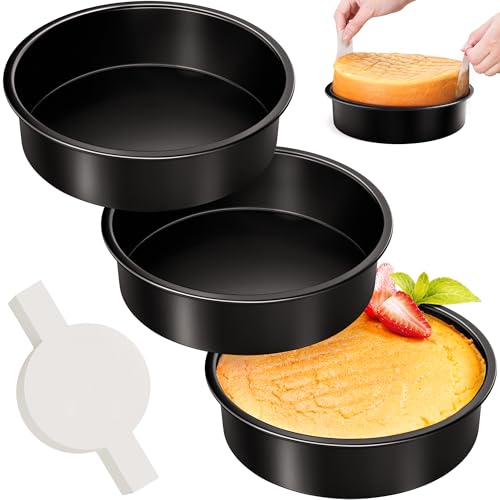 AltarreT 8 Inch Round Cake Pan Set of 3, Nonstick Baking Pans with 100PCS Parchment Paper, Dishwasher Safe