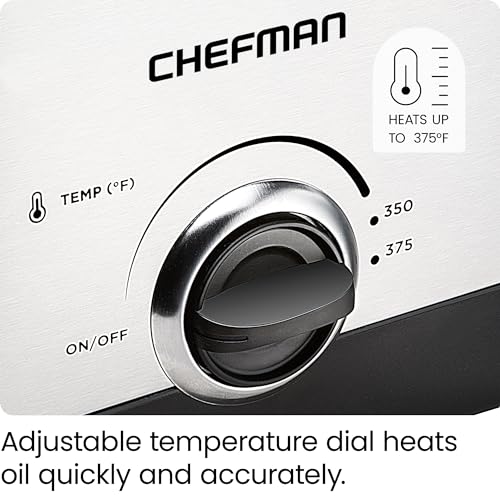 Chefman Fry Guy, The Most Compact & Convenient To Deep Fry Comfort Food, Restaurant-Style Basket With A 1.6-Quart Capacity, Easy-View Window & Adjustable Temp Control, Stainless - 1.5 Liter
