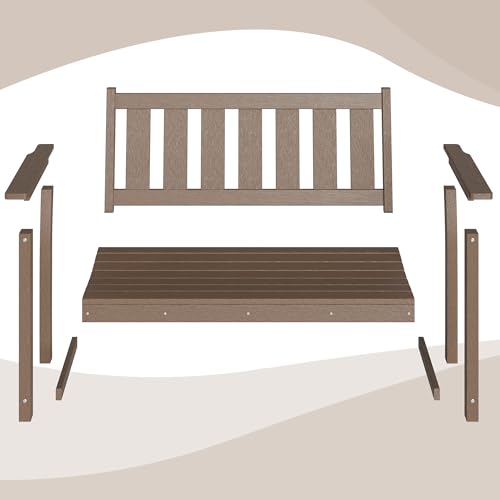 ACUEL HDPE Outdoor Bench – 50'' Weatherproof Durable Garden Bench, 2-Person Park Bench, Multi-Purpose Design Ideal for Porch, Patio, Church, and School (Brown)
