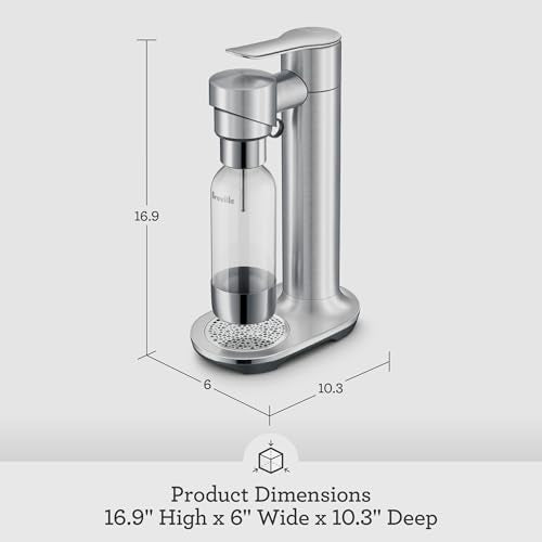 Breville BCA800BSS InFizz Fusion Sparkling Water and Beverage Carbonator, CO2 Cylinder Not Included, Brushed Stainless Steel