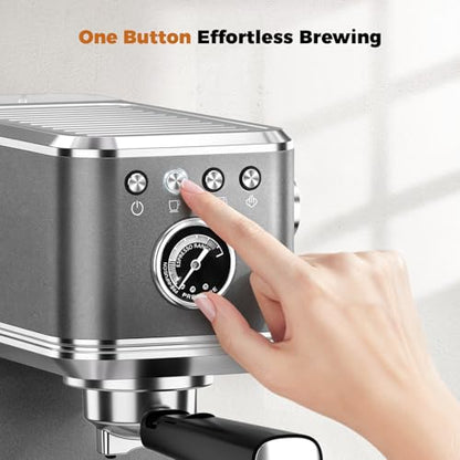 CHULUX Elite Espresso Coffee Machine with Steam Wand for Cappuccino, Gray