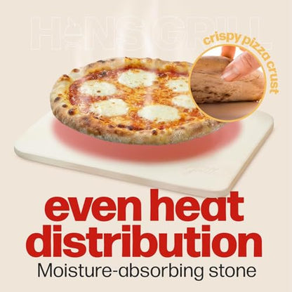 Pizza Stone，Durable Cordierite Cooking Pan for Oven Baking & Grilling，Heat resistance and impact resistance，Extra Large 15 x 12" Inch Rectangular