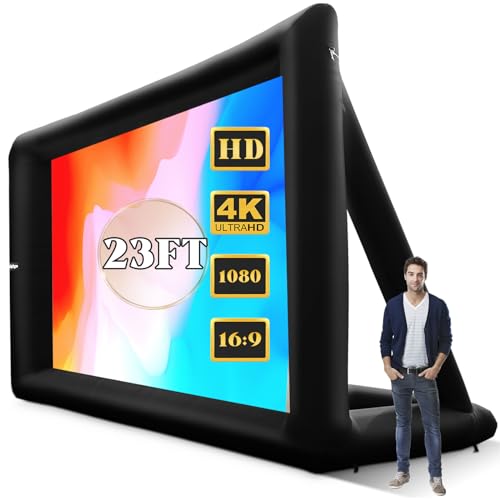 Heipigo 23ft Inflatable Projector Movie Screen Outdoor Projector Screen Portable with Air Blower Storage Bag for Backyard Movie Night, Theme Parties, Celebrations, Front/Rear Projection