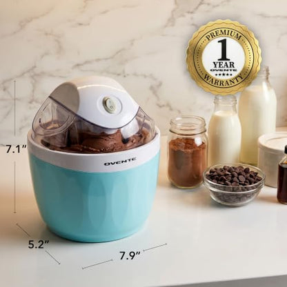 OVENTE Electric Ice Cream Maker, 1QT Freezer Bowl, Blue ICM110BL